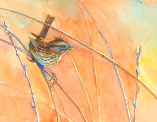 Painting of sparrow